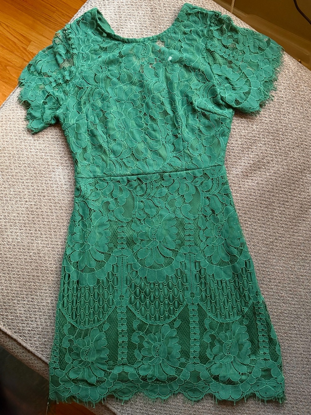 MSLG Emerald Green Floral Lace Bodycon Cocktail Dress S